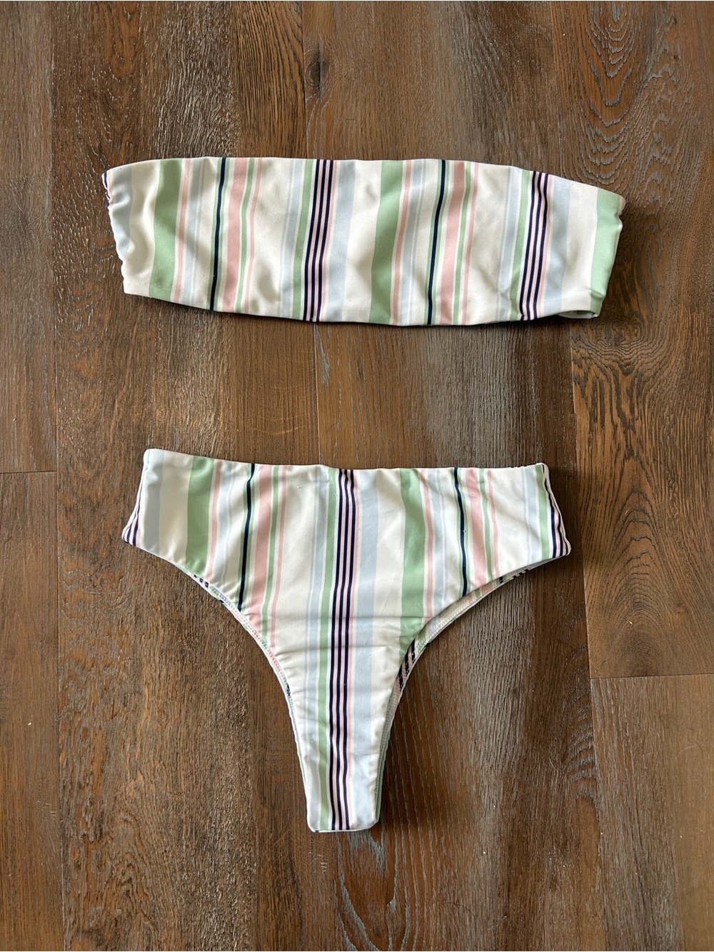 Apollo & Sage Striped Bandeau Bikini Set